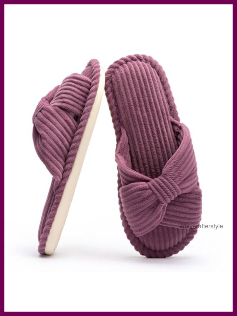 Corduroy Bow Open Toe Memory Foam House Slippers Slides